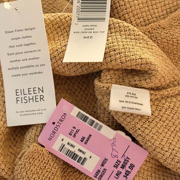 NEW Eileen Fisher Ginger Textured Top | Minimalist Classic - Picture 3 of 4